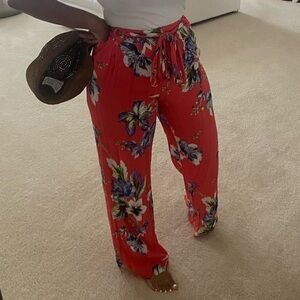 Unik Red and Blue Wide Leg Pants